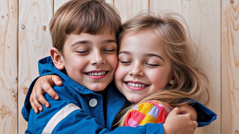 ai generated, children, hug, cuddle, boy, girl, friendship, siblings, world cuddle day